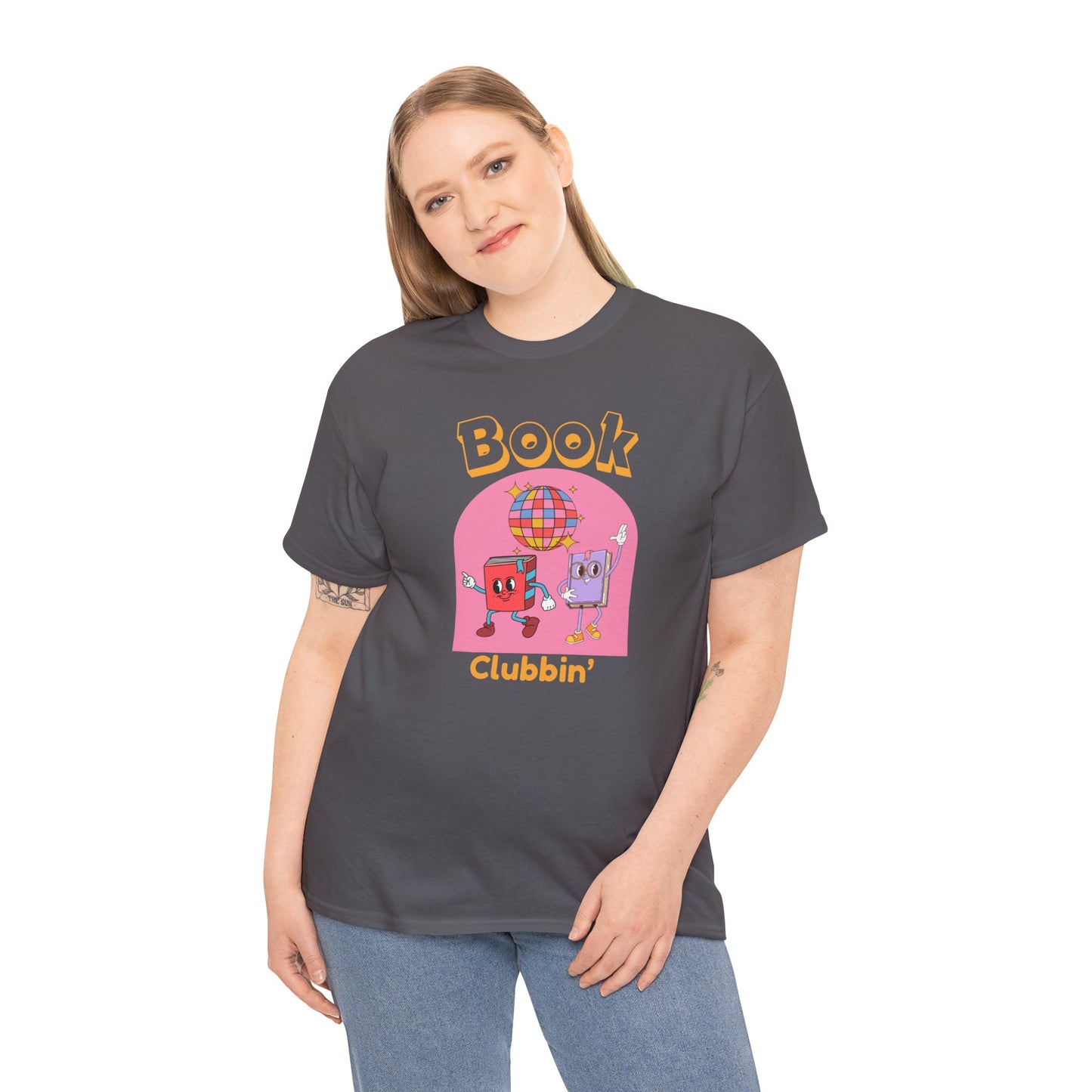 Book Clubbin’ Unisex Heavy Cotton Tee | Fun Book Design, Gift for Readers, Soft Cotton Shirt, Trendy Graphic Tee, Casual Wear
