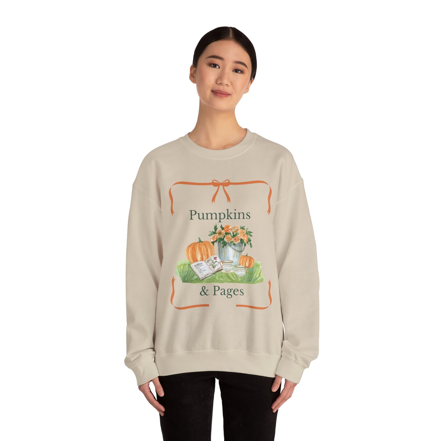 Pumpkin & Pages Sweatshirt - Cozy Fall Crewneck, Pumpkin Lover Gift, Autumn Fashion, Thanksgiving Sweatshirt, Seasonal Apparel