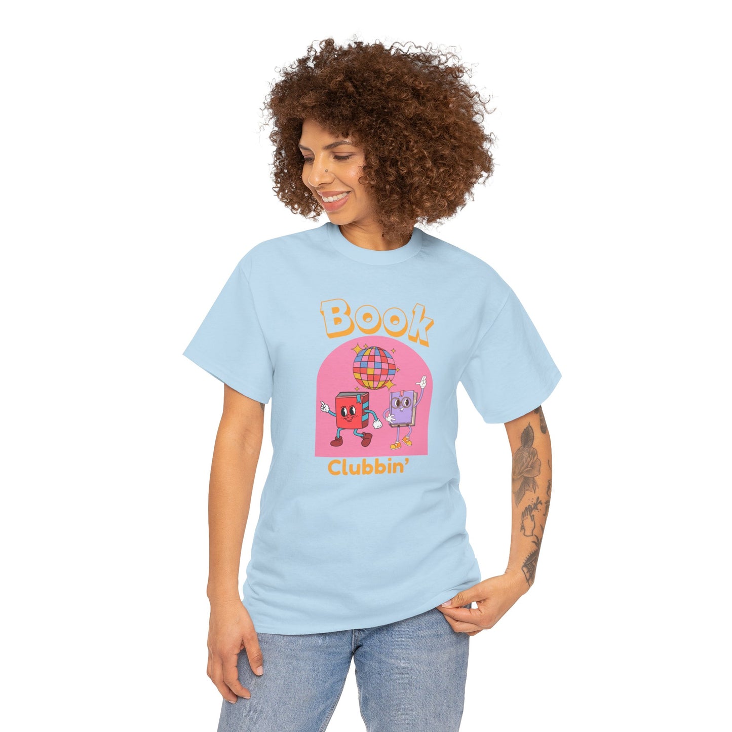 Book Clubbin’ Unisex Heavy Cotton Tee | Fun Book Design, Gift for Readers, Soft Cotton Shirt, Trendy Graphic Tee, Casual Wear