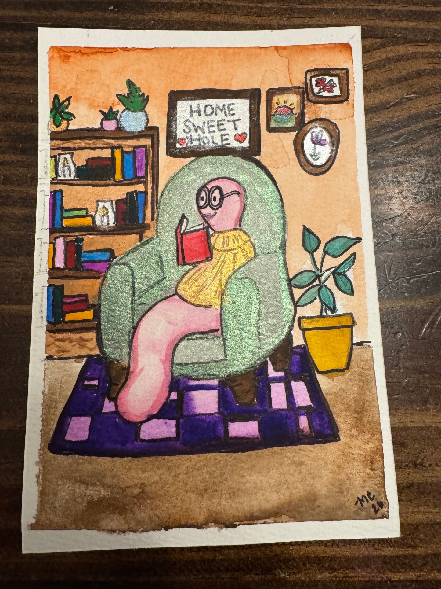 Bookworm Watercolor