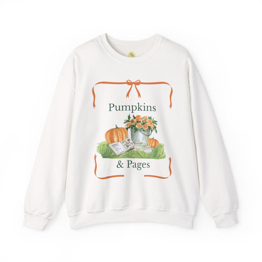 Pumpkin & Pages Sweatshirt - Cozy Fall Crewneck, Pumpkin Lover Gift, Autumn Fashion, Thanksgiving Sweatshirt, Seasonal Apparel