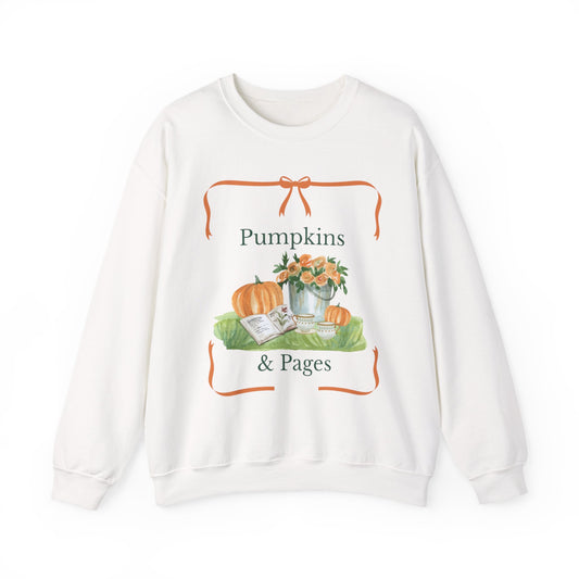 Pumpkin & Pages Sweatshirt - Cozy Fall Crewneck, Pumpkin Lover Gift, Autumn Fashion, Thanksgiving Sweatshirt, Seasonal Apparel