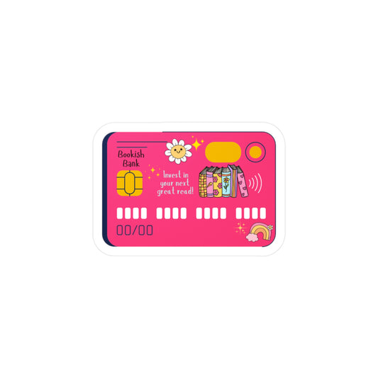 Cute Bookish Bank Card Vinyl Decals | Fun Sticker for Book Lovers, Personalized Decor, Gift for Readers, Unique Home Decor, Playful Stationery