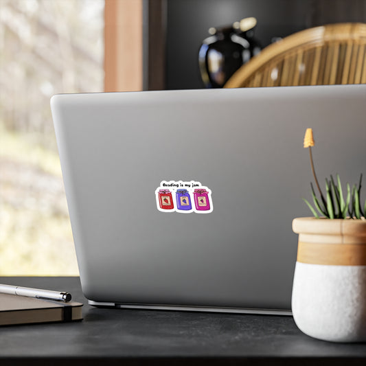 Reading is My Jam Vinyl Decal, Cute Book Lover Sticker, Gift for Readers, Home Decor, Fun Glass Stickers, Bookish Decal