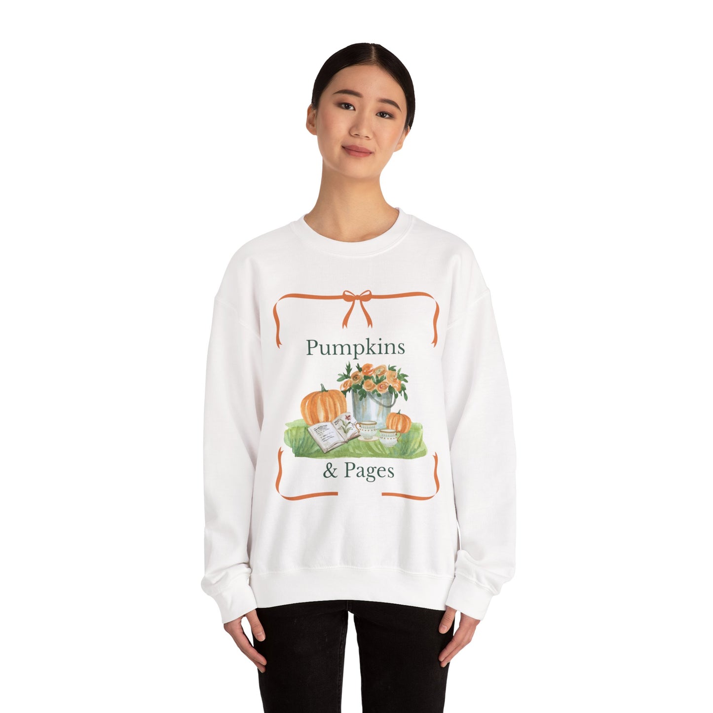 Pumpkin & Pages Sweatshirt - Cozy Fall Crewneck, Pumpkin Lover Gift, Autumn Fashion, Thanksgiving Sweatshirt, Seasonal Apparel